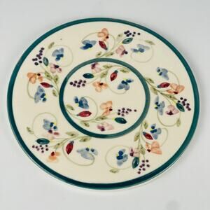 Vintage Cottage Clayworks Hand Painted Floral Trivet 7 3/4”